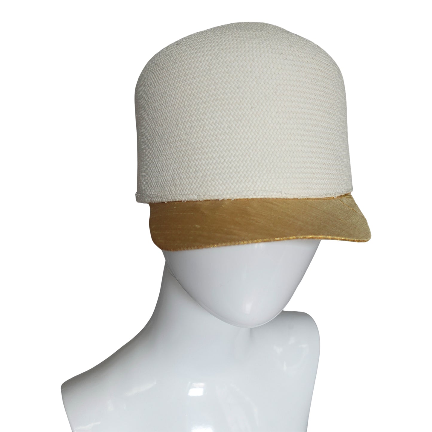 Upcycled panama cap with gold silk visor