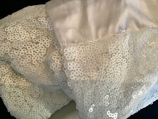 Sequin and shantung silk in White Damien