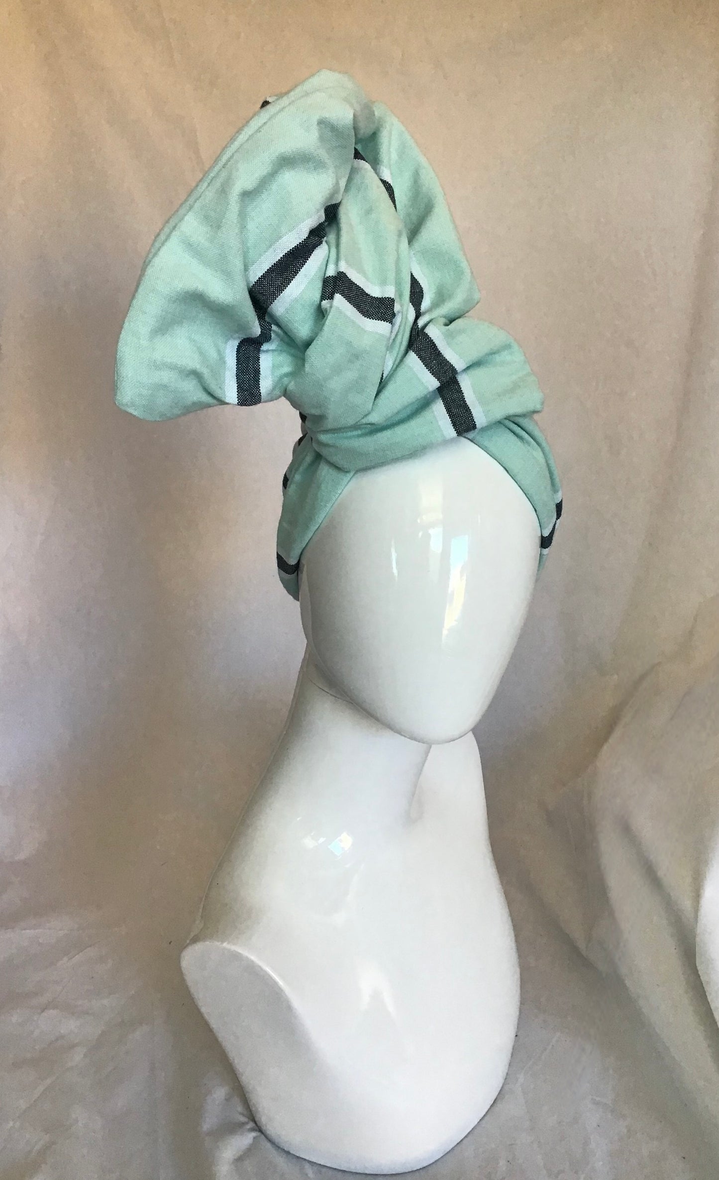 Caftan cotton stripe in seafoam / grey & white stripe