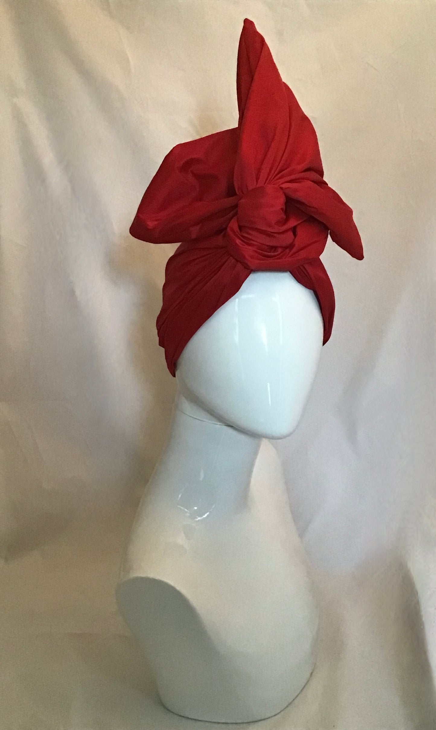 True red silk shantung Twisturban color#118