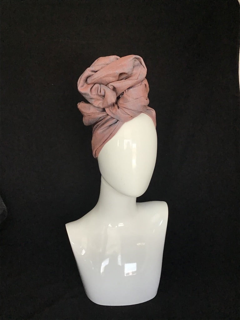 Linen Twisturban® in yarn dye blue and terra cotta
