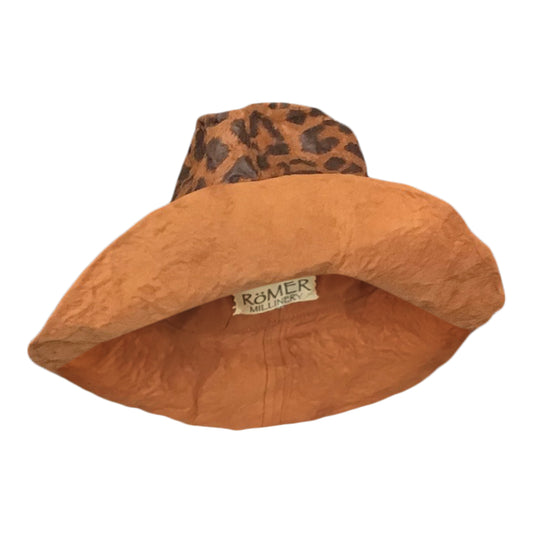 Morphy Cognac leopard print Vegan leopard leather & Suede wide brim fedora