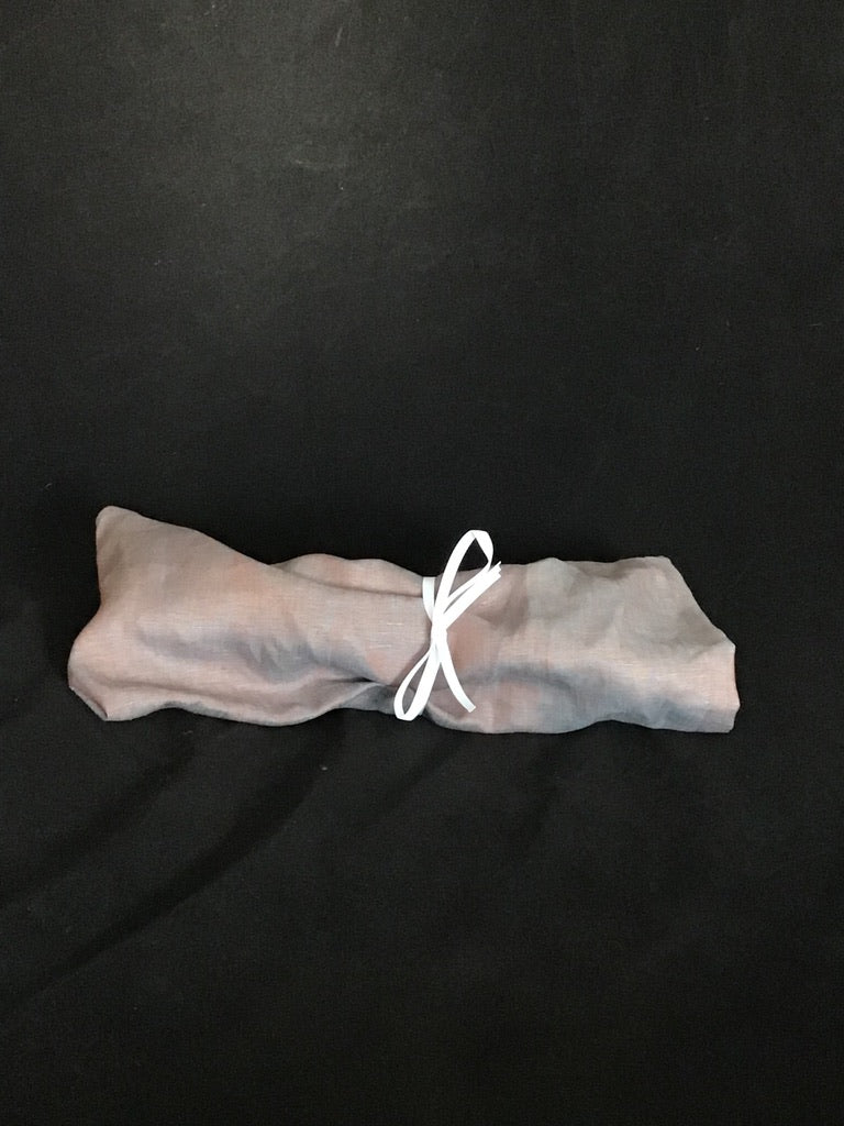Linen Twisturban® in yarn dye blue and terra cotta