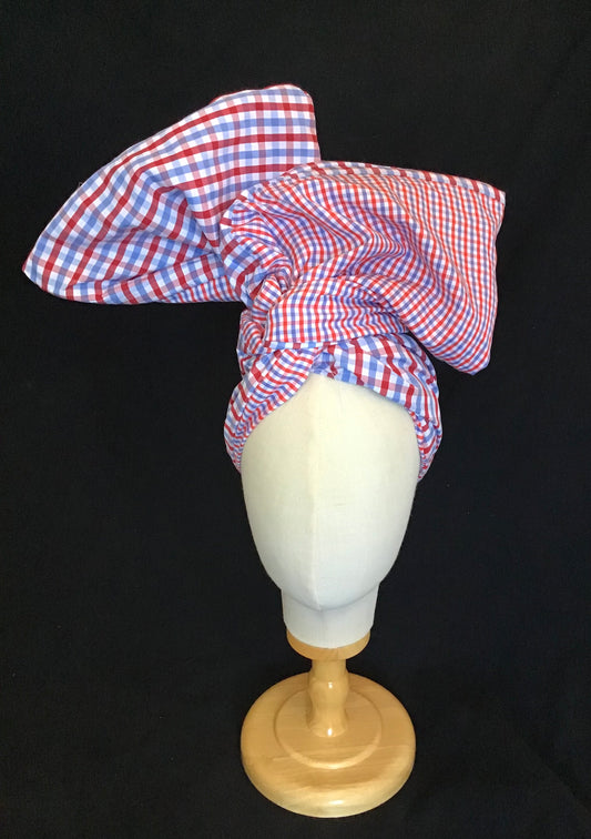Cotton Shirting in red white blue plaid mix