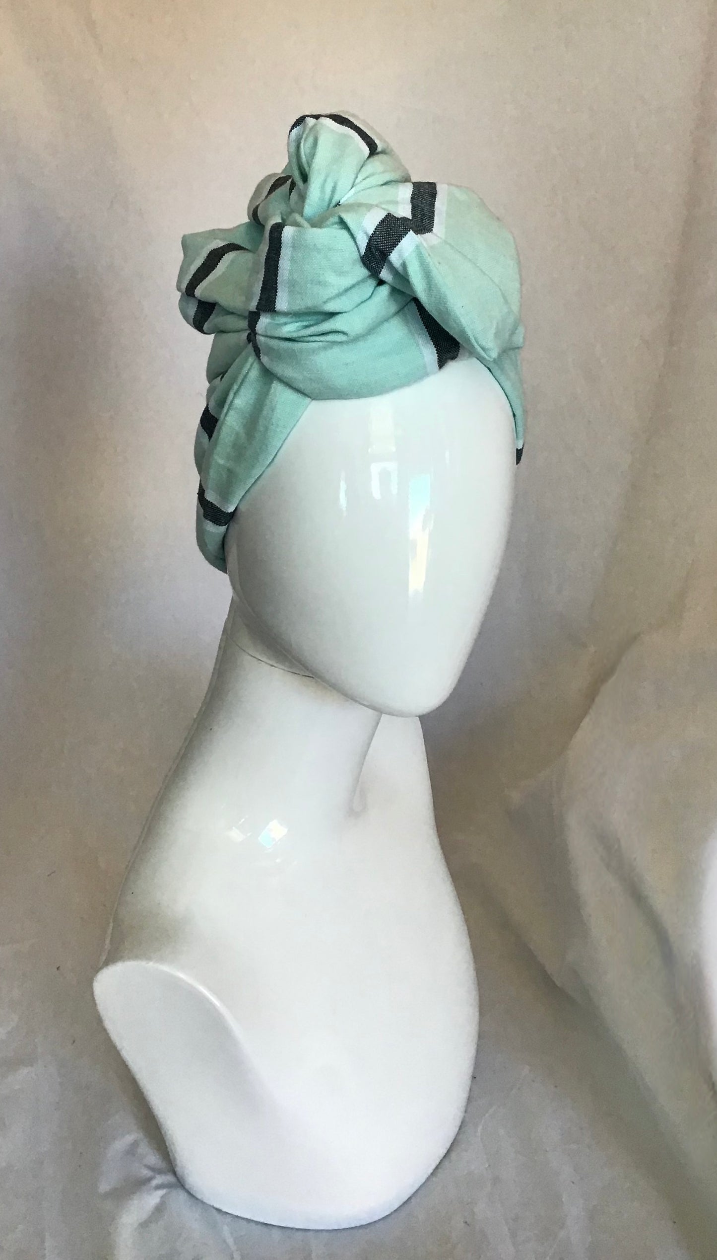 Caftan cotton stripe in seafoam / grey & white stripe