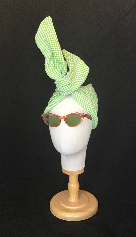 Mini Twisturban in green gingham  *sample