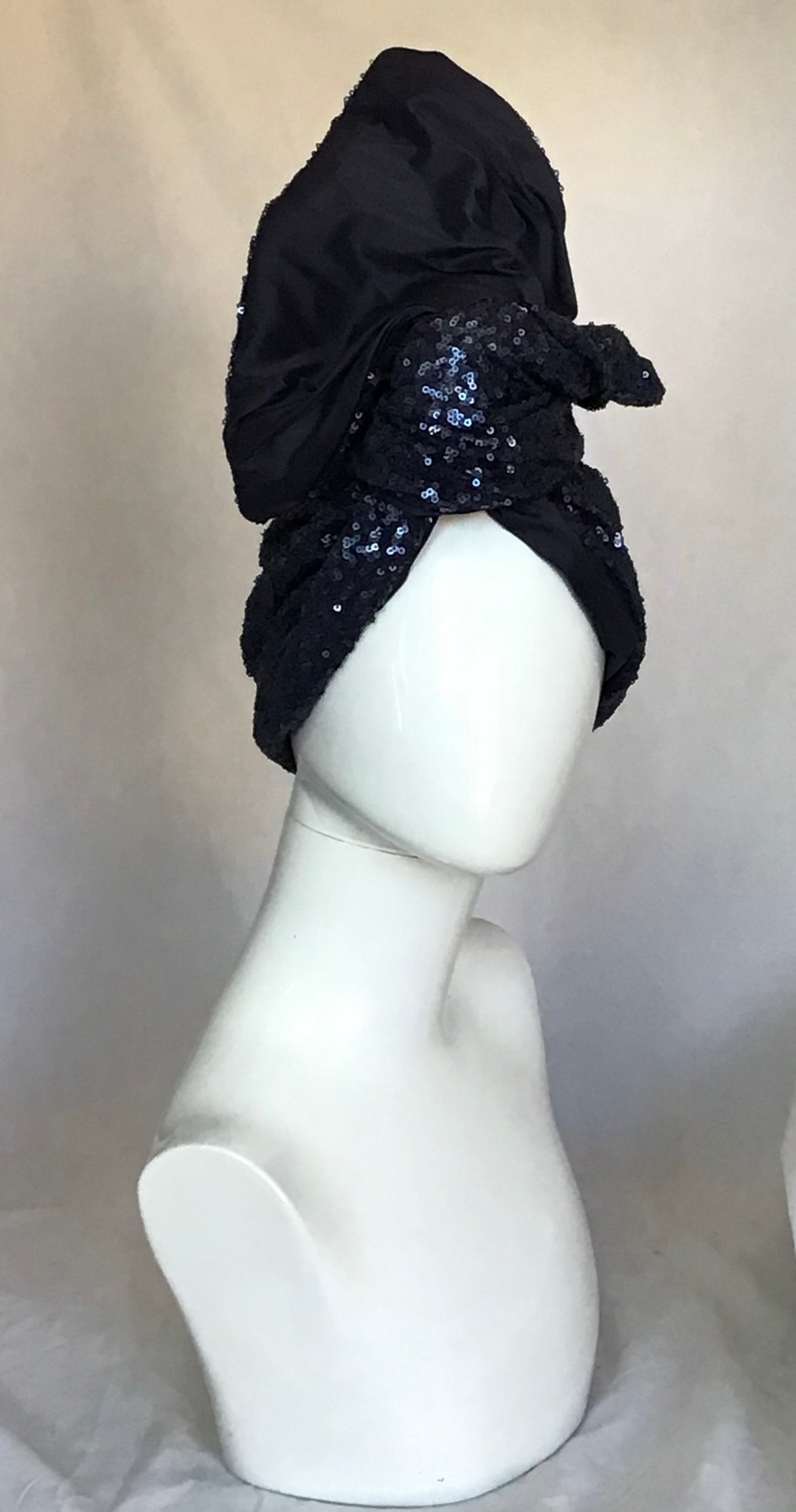 Sequin and silk Dark Navy Medium Twisturban